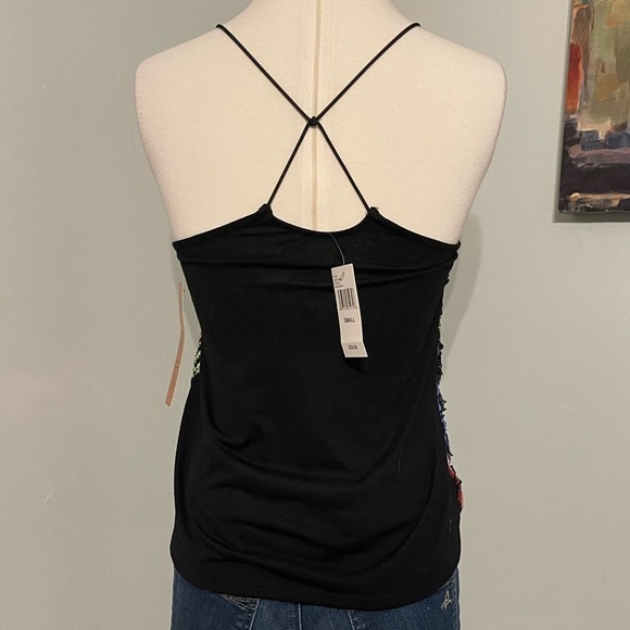 🆕 ALMOST FAMOUS Black Spaghetti Strap Tank with Multicolor Sequin Front ~ Small - Picture 2 of 8